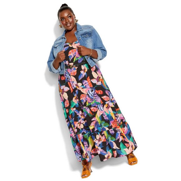 🌷 NEW City Chic Revival Floral Maxi Dress - 20 / L - Picture 6 of 9